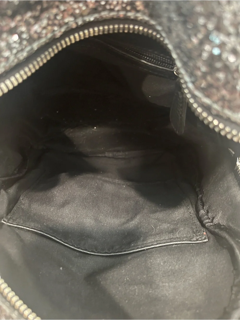 Chiara Ferragni Flirting Glitter Backpack Dark Silver Black Eye Leather Mini